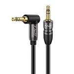 J&D 1/8 Stereo Cable, 3.5mm Extension Double Male Stereo Audio Aux Jack to Jack Cable 90 Degree Right Angle for Phone Tablet MP3 Player and All Other Devices, 3 Meter