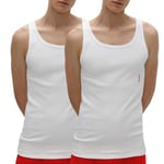 HUGO 2P Twin Tank Top Hvit bomull Small Herre