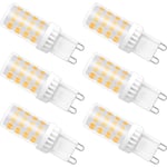 Dimbar G9 LED-lampa, 4W motsvarande 40W halogen, 480 LM, varmvit 3000K, standard G9-sockel, 360° rotationsvinkel med 6-pack