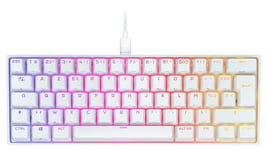 CORSAIR K65 RGB MINI 60 % Clavier de Jeu Filaire Mécanique – Switches Linéaires CHERRY MX RED – Touches PBT Double-Shot – Compatible iCUE – AZERTY FR – PC, Mac, Xbox – Blanc