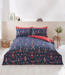 Rapport home Christmas Bedding Set Nutcracker Microfibre Duvet Cover Set Double Navy