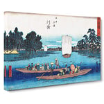 Big Box Art Inside The Boat by Utagawa Hiroshige Painting Canvas Wall Art Framed Picture Print, 30 x 20 Inch (76 x 50 cm), White, Turquoise, Black, Brown, Blue