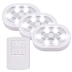 YSSMAO Témoin De Télécommande sans Fil LED sous L'armoire Puck Lumières 3 Lampe De La Batterie De La Batterie LED Lumières Commandées avec La Minuterie DIMMABLE À Distance RF,Cool White 6000k