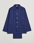 Derek Rose Striped Cotton Satin Pyjama Set Navy