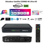 Pack Tivùsat Décodeur Satellite combo 4K Ultra hd - digiquest 4K hbbtv Q90 + Carte Tivùsat Activation Comprise - 2 Lecteurs de carte - Noir