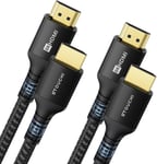 Cable Hdmi 2.1 1.2M,8K Ultra Hd 48Gbps Haute Vitesse 8K60 4K120 144Hz Rtx 3080 Earc Hdr10 4:4:4 Hdcp 2.2&2.3 Dolby Compatible Avec Fire Tv/Roku Tv/Ps5/Xbox Series X/Lg,Noir,1 2 Paquets