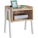 Yaheetech Table de Chevet en Bois Table de Nuit Industriel Empilable Style Vintage avec Compartiment Ouvert Table d'Appoint pour Chambre Salon Couloir Bureau 46 x 35 x 52,5 cm 591654 Light Oak