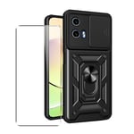 Case for Motorola Moto G04 Camera Lens Cover Stand Black