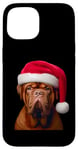 Coque pour iPhone 15 Dogues de Bordeaux avec bonnet de Père Noël pour amoureux des propriétaires de chiens