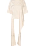 Harpergz Knot Blouse Tops Blouses Short-sleeved Cream Gestuz