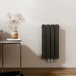 EMKE Radiateur Petit, 600x300 mm, Radiateur Vertical, Radiateur Plat Étroit pour Salle de Bain, Conception à Raccordement Central, Radiateur à Panneaux Double, 327 Watts, Noir