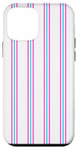 Coque pour iPhone 12 mini Blanc Rose Bleu rayé Girly Esthétique Preppy Stripe