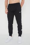 Nike Mens Repeat Taping Logo Fleece Cuffed Joggers in Black Cotton - Size Large