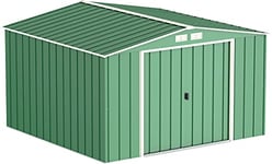 Duramax ECO 10 x 10 (9.16 m²) abri de jardin en métal, Abri de jardin en métal galvanisé à chaud, Abri de stockage d'outils, structure de toit renforcée, abri en métal sans entretien, vert