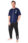 Tottenham Hotspur FC Mens Pyjamas Set Nightwear T-Shirt Long Bottoms PJs Lounge Set Men Teenagers Spurs Gifts for Men (Navy/Black, 3XL)