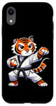 Coque pour iPhone XR Ceinture noire amusante pour athlète de karaté tigre pour garçons filles enfants