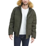 Tommy Hilfiger Men's Arctic Cloth Quilted Snorkel Bomber Jacket Parka, Dark Forest, L