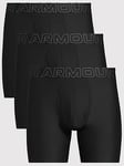 Under Armour Performace Tech 6Inch 3Pack Boxers - Black