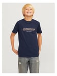 Jack & Jones Junior Boys Vesterbro Newton Branding T-shirt - Sky Captain Navy, Navy, Size 8 Years