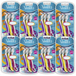 Gillette Venus 3 couleurs, rasoirs pour femmes, 24 pièces (3 x 8), rasoirs jetables pour femmes avec 3 lames