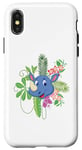 Coque pour iPhone X/XS Bonne aventure florale dans la jungle des rhinocéros