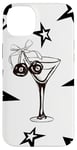 Coque pour iPhone 14 Plus Martini d'été noir et blanc Star Cherry Ball 8 pour filles