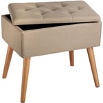 Banc avec coffre de rangement aspect lin avec Rembourrage 51 x 37,5 x 45,5 cm