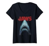 Womens Jaws Classic Movie Poster Close-Up V-Neck T-Shirt