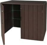 Abri De Poubelles Extérieur Conteneurs À Ordures 117x142x102 Cm Jusqu'à 4 Bacs En Aspect Bois Métal Marron 04_0001626