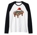 Foosball Player Christmas Hat Xmas Raglan Baseball Tee