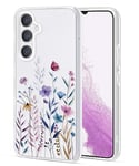 Gronda Clear Case for Samsung Galaxy A14 4G 5G Case for Girls Women, Soft Silicone Protective Phone Case with Cute Climbing Flowers shockproof A14 Cover Fresh Flower