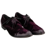 DOLCE & GABBANA Vintage Style Derby Velvet Leather Shoes Purple 44 UK 10 US 11