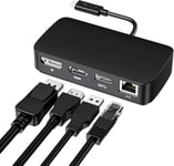 Thunderbolt Station d'accueil double écran, double 4K 60 Hz, hub Thunderbolt 3, hub MST 4 en 1 avec câble Thunderbolt intégré DisplayPort 1.2 + HDMI 2.0 + RJ45 + hub USB 3.0