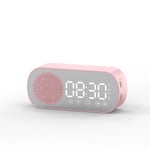 Multifunktionell smart FM-radio Bluetooth-högtalare väckarklocka spegelklocka (rosa) pink