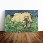 Big Box Art Canvas Print Wall Art Giovanni Segantini White Horse | Mounted and Stretched Box Frame Picture | Home Decor for Kitchen, Living Room, Bedroom, Hallway, Multi-Colour, 30x20 Inch