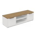 Banc TV ACCESS - 2 Portes + 1 Niche - Décor chêne Hamilton et blanc - L 134,8 x P 39,6 x H 39,1 cm - DEMEYERE