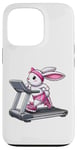 Coque pour iPhone 13 Pro Lapin de Pâques sur tapis roulant Gym Fitness Entraînement