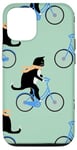 Coque pour iPhone 15 Cat Riding Bicycle with neck warmer for cat & bike lovers