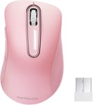 Souris Optique sans Fil 2,4 G, 1200 DPI avec récepteur USB, Souris d'ordinateur Portable sans Fil pour Ordinateur Portable, PC, Ordinateur de Bureau, MacBook, 5 Boutons (Rose)