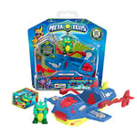 METAZELLS Imc toys METAZELLS 910218 Avion Collector Bleu + Figurine Muddy S1 + 1 Carte, Bras déployants de véhicule, Jouet Cadeau pour garçons et Filles + 3 Ans