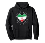 Iranian Flag Vintage Heart - Iran Fan Retro Pullover Hoodie