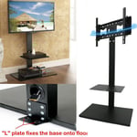 Swivel Floor TV Stand Mount With DVD Player Shelf Cantilever Bracket Space Save