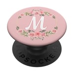 Rose Pink Phone Holder Monogram M Initial Capital Letter M PopSockets PopGrip: Swappable Grip for Phones & Tablets PopSockets Adhesive PopGrip