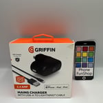 Genuine Griffin 2.4Amp Mains Charger, USB-A to Apple Cable GP-010-BLK New