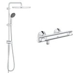 GROHE Colonne de douche avec inverseur manuel Vitalio Start 250, 50% d'économie d'eau et d'énergie & Mitigeur thermostatique douche Precision Flow, montage mural