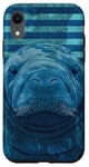 Coque pour iPhone XR Save The Manatee Crystal River FL Bleu abstrait rayé