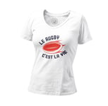 T-Shirt Femme Col V Le Rugby C'est La Vie Sport Xv Ballon Stade France