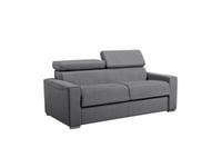 Canapé 3 places convertible express en tissu gris - couchage lattes larges 140 cm - Matelas 22 cm avec mémoire de forme VIZIR