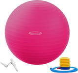 Signature Fitness Anti-Burst and Slip Resistant Exercise Ball Yoga Ball Fitness Ball Birthing Ball with Quick Pump, 2,000-Pound Capacity, Pink, 26-inch, L