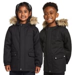 Peter Storm Childrens Unisex Kids' Waterproof Parka II with Removable Faux Fur Trim Hood, Winter Coat - Black - Size 5-6Y